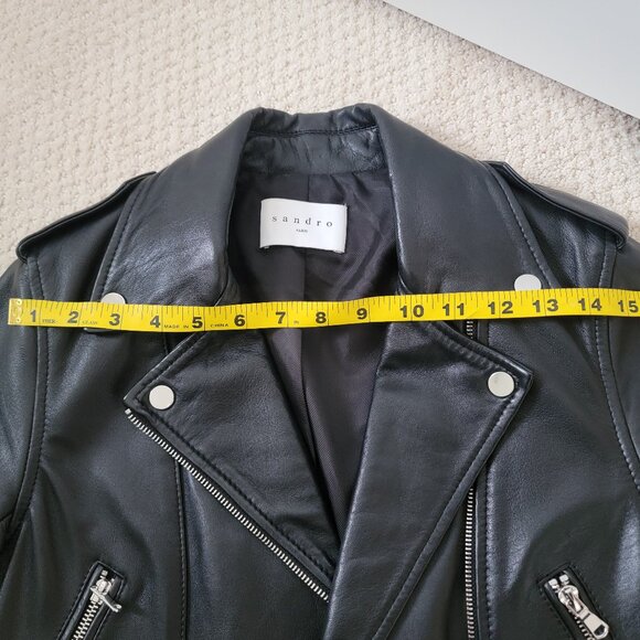 Sandro Leather Biker Jacket | Size US 2-4 | 100% Soft Lamb Leather - Picture 2 of 12